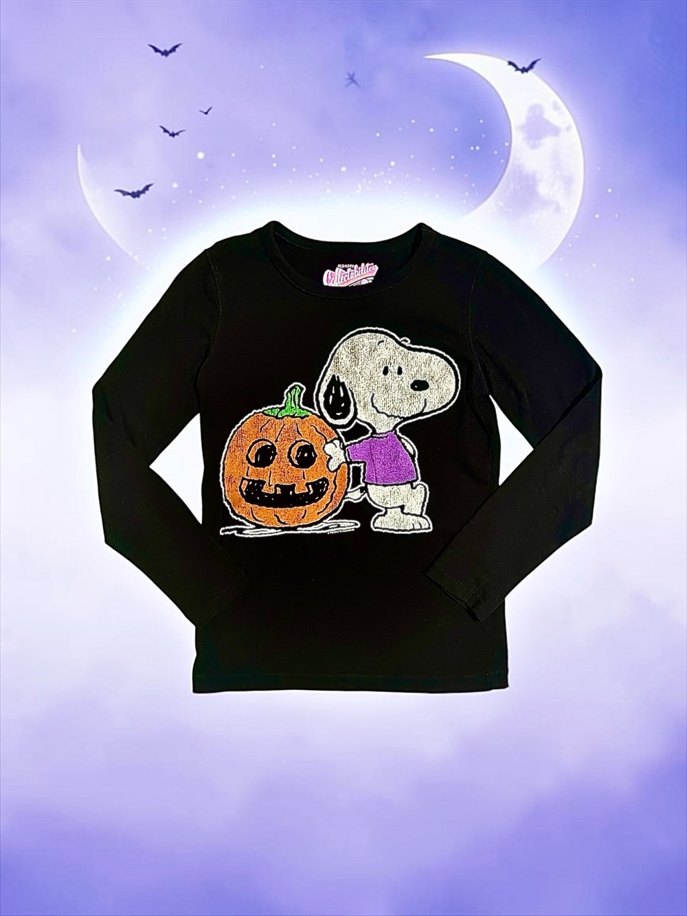 Old Navy Collectabilitees × Snoopy Halloween Pumpkin Tee Black Girls Medium